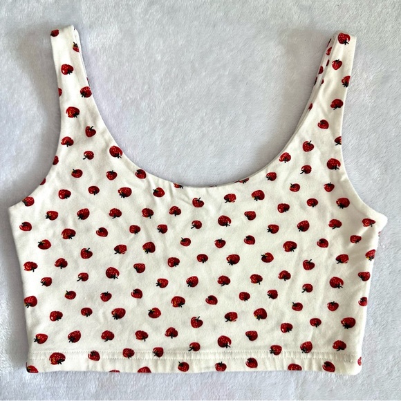 Brandy Melville John Galt Strawberry Print Cropped Tank Top / Bralette, One Size - Picture 2 of 3